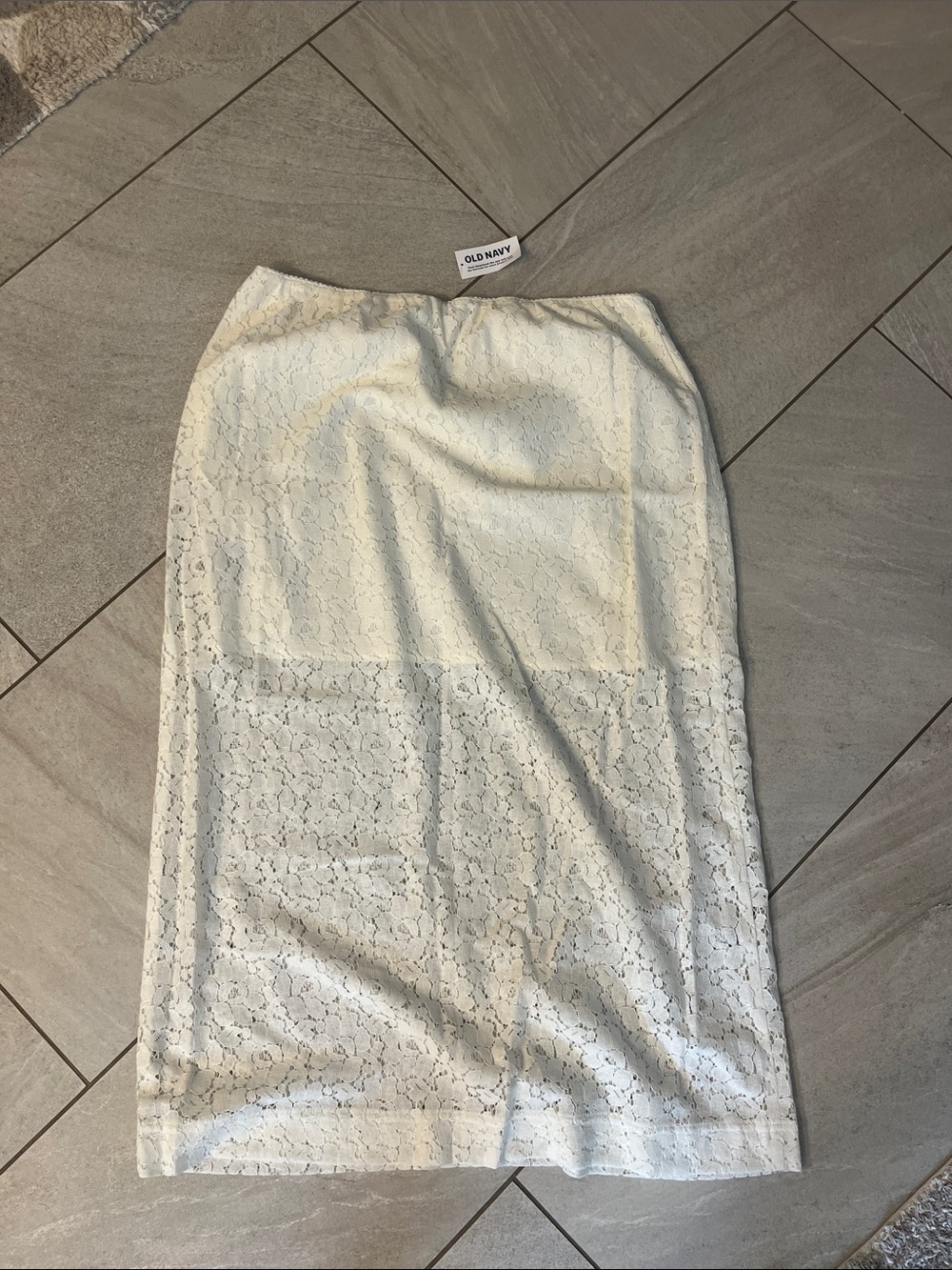 Old Navy Cream Lace Midi Skirt